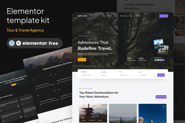 Odynest Travel & Tour Agency Elementor Template Kit