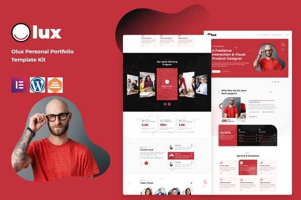 Olux Personal Portfolio Template Kit for Elementor WordPress Plugin