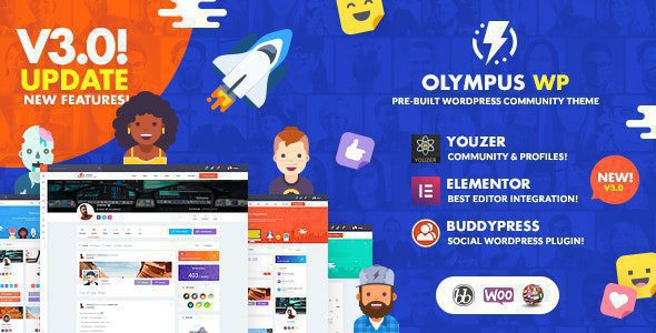 Olympus - Social Networking WordPress Theme 1 Olympus WP Pre-built WordPress Community Theme