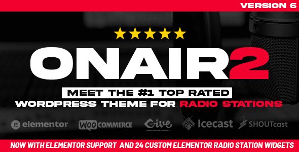 Onair2: Radio Station WordPress Theme With Non-Stop Music Player 1 Onair2 WordPress Theme