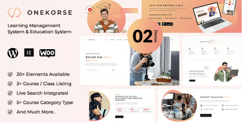 Onekorse - LMS Education Theme 1 Onekorse LMS Education Theme WordPress Theme