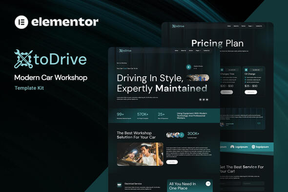 Otodrive Modern Car Workshop Elementor Template Kit