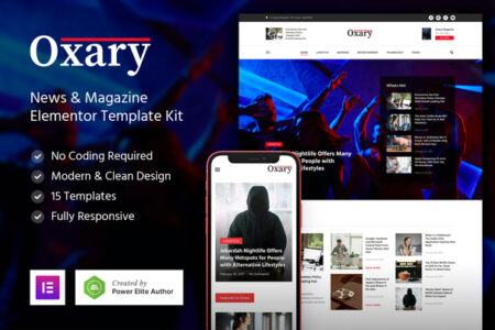 Oxary News & Magazine Elementor Template Kit