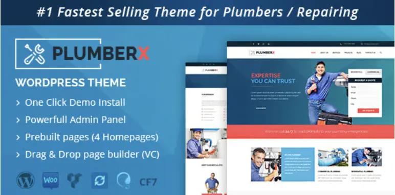 Plumber - Construction and Repairing WordPress Theme 1 PlumberX WordPress Theme