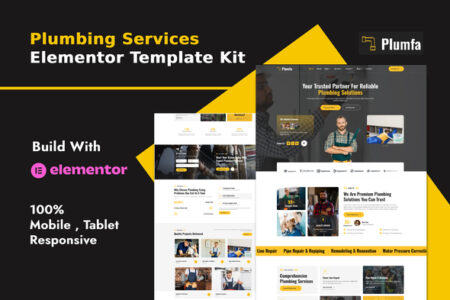 Plumfa Plumbing and Plumber Services Elementor Template Kit