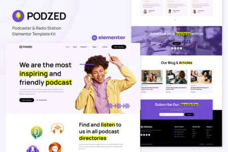 Podzed Podcaster & Radio Station Elementor Template Kit