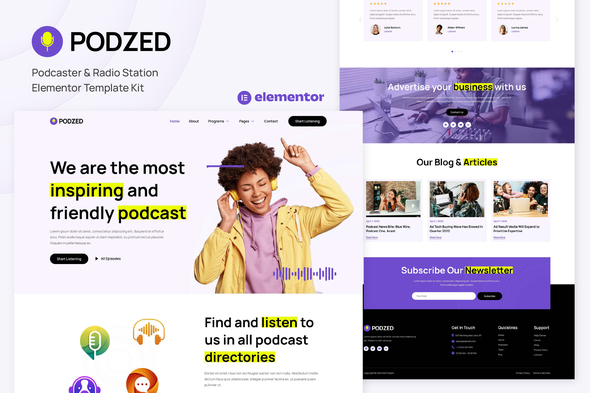 Podzed Podcaster & Radio Station Elementor Template Kit