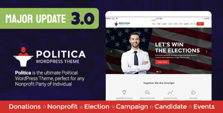 Politica - A Modern Political Party & Candidate WordPress Theme 1 Politica WordPress Theme