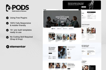 Potshow Radio Station & Podcaster Elementor Template Kit