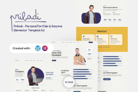 Pribadi Personal Portfolio & Resume Elementor Template Kit