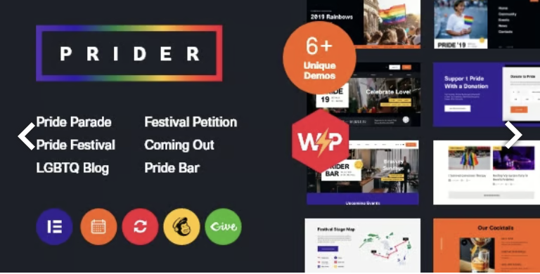 Prider | LGBT & Gay Rights Festival WordPress Theme + Bar 1 Prider WordPress Theme