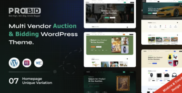 Probid Multi Vendor Auctions WooCommerce WordPress Theme