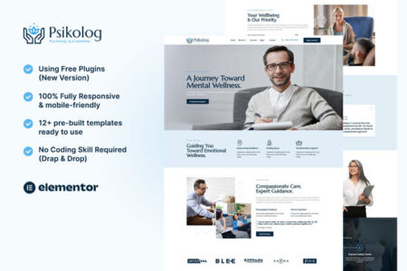 Psikolog Psychology & Counseling Elementor Template Kit
