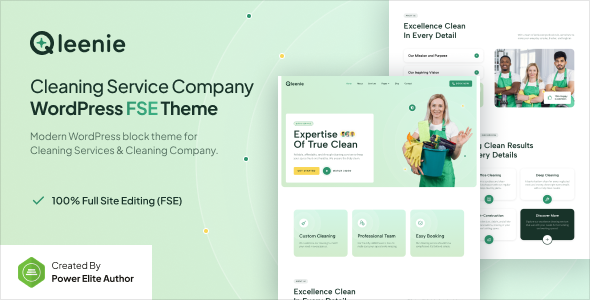 Qleenie – Cleaning Service Company Gutenverse FSE WordPress Block Theme 1 Qleenie Cleaning Service Company WordPress FSE Theme