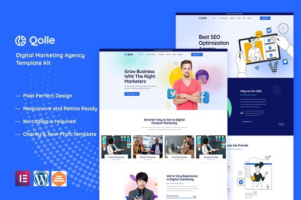Qolle – Digital Marketing Agency Elementor Template Kit 1 Qolle Digital Marketing Agency Template Kit for Elementor WordPress Plugin