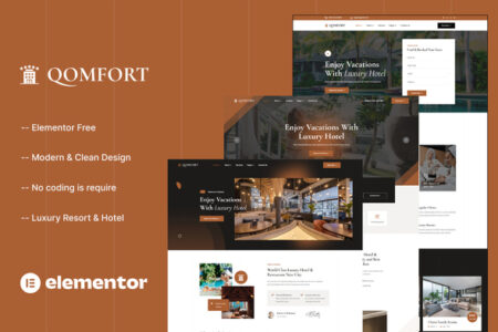 Qomfort Hotel Booking Elementor Template Kit