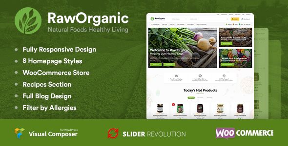 RawOrganic – Healthy Food Store 1 Raw Organic Natural Foods Healthy Living WordPress Theme