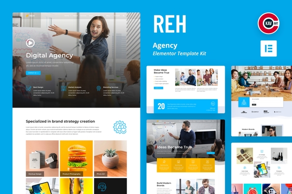 Reh Agency Elementor Template Kit for Elementor WordPress Plugin