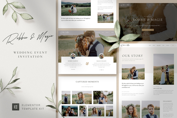 Robbie & Magie – Wedding Event Invitation Elementor Pro Template Kit 1 Robbie & Magie – Wedding Event Invitation Elementor Pro Template Kit