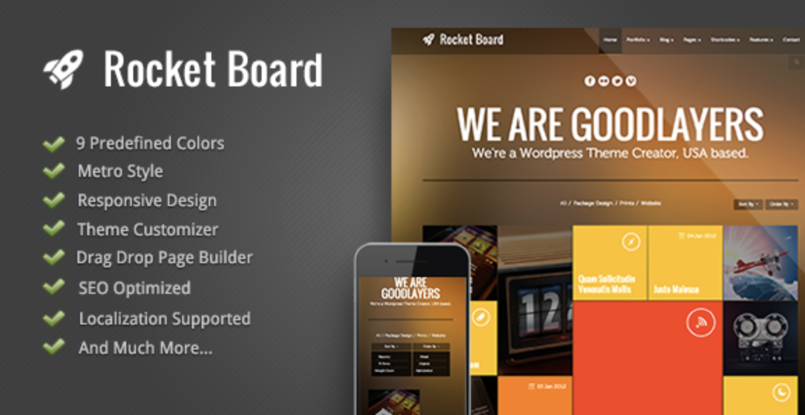 Rocket Board - Metro Wordpress Theme 1 Rocket Board - Metro WordPress Theme