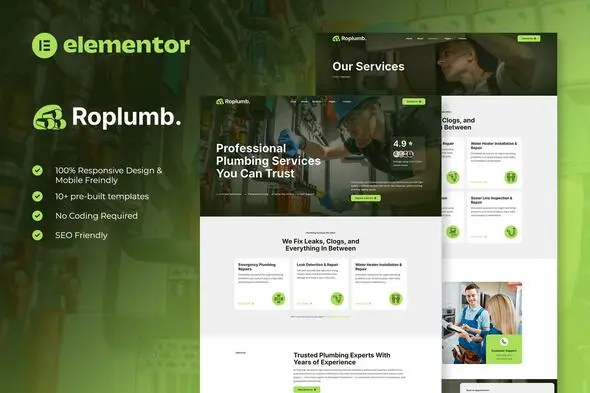 Roplumb Plumbing Service Elementor Template Kit