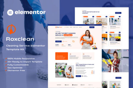 Rox Clean Cleaning Service Elementor Template Kit