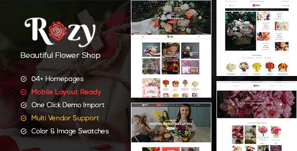 Rozy - Flower Shop WooCommerce WordPress Theme (4+ Indexes + Mobile Layouts Ready) 1 Rozy Flower Shop WordPress Theme