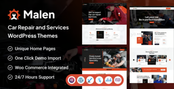 Malen Car Repair and Services WordPress Theme