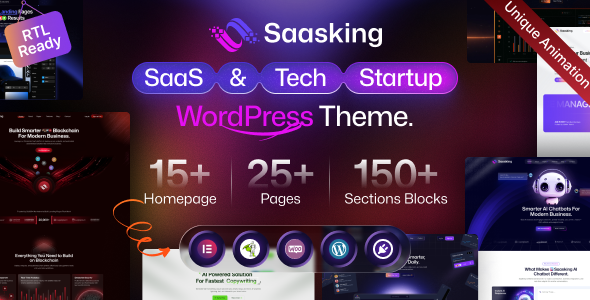 Saasking - SaaS & Tech Startup WordPress 1 Saasking Saa S & Tech Startup WordPress Theme