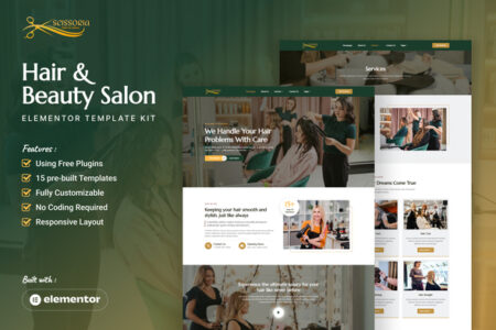 Scissoria Hair & Beauty Salon Elementor Template Kit