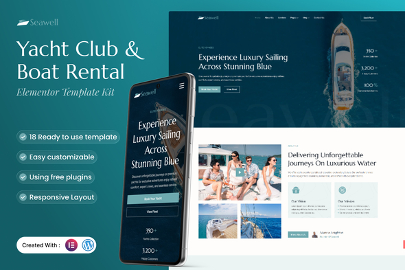 Seawell Yacht Club & Boat Rental Elementor Template Kit