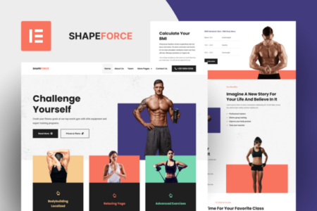 Shape Force Fitness & Gym Elementor Pro Template Kit