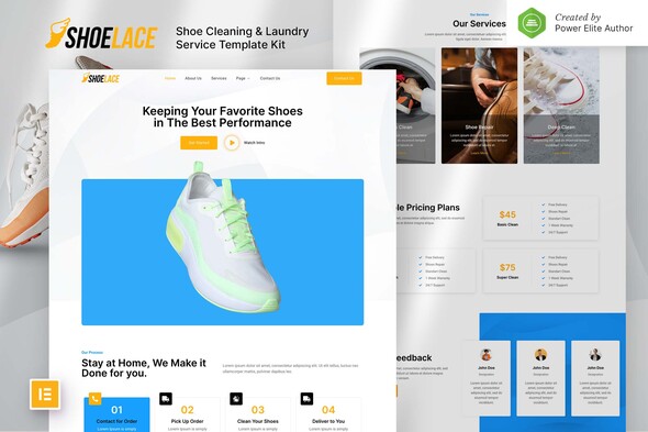 Shoelace Shoes Cleaning & Laundry Service Elementor Template Kit