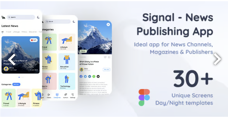 Signal | News Publishing App Figma Template 1 Signal | News Publishing App Figma Template