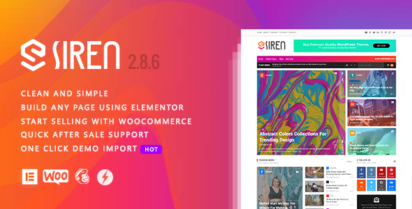 Siren - News Magazine Elementor WordPress Theme 1 Siren 2.8.6 WordPress Theme