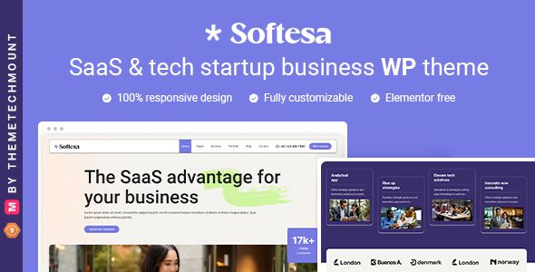 Softesa – Saas Software Startup Business Elementor WordPress Theme 1 Softesa SaaS and tech startup business WordPress Theme