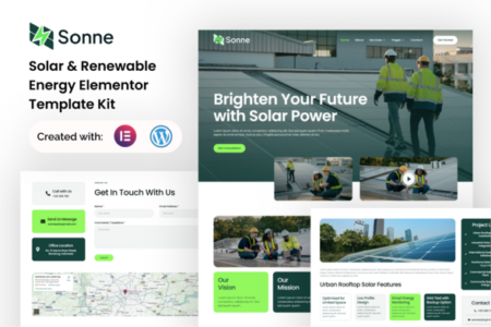 Sonne Solar & Renewable Energy Elementor Template Kit