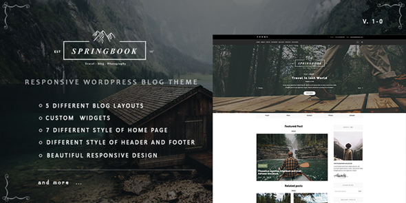 Springbook - Responsive WordPress Blog Travel Photography Theme 1 Springbook Responsive WordPress Blog Travel Photography Theme