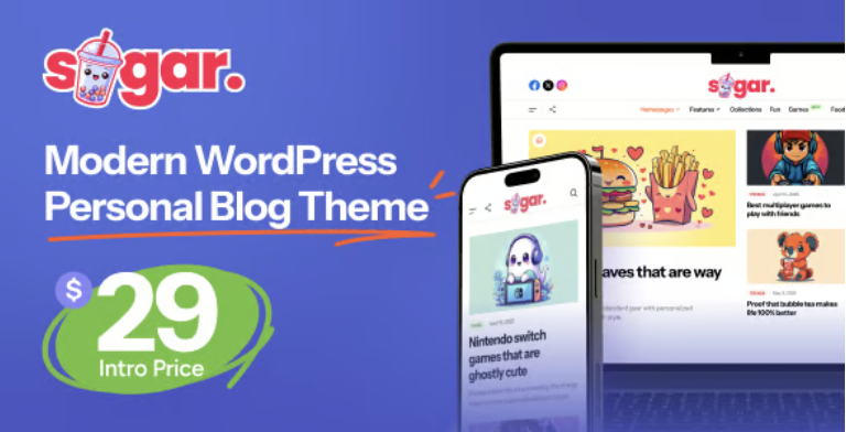 Sugar - Modern WordPress Personal Blog Theme 1 Sugar - Modern WordPress Personal Blog Theme