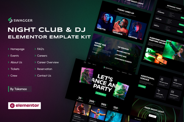 Swagger Night Club & DJ Elementor Template Kit