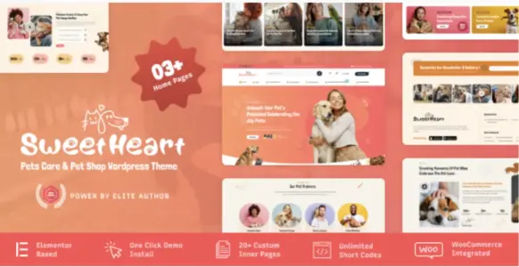 Sweet Heart Pro Pets Care and Pet Shop WordPress Theme