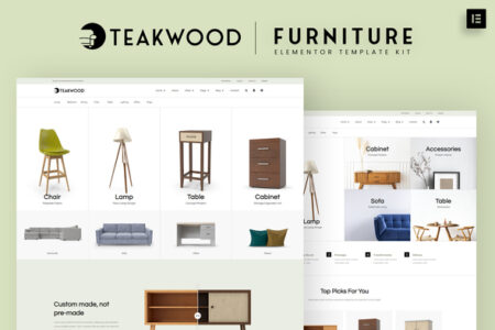 Teakwood Furniture Shop Elementor Pro Template Kit