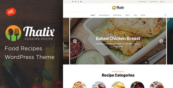 Thatix - Food Recipes WordPress Theme 1 Thatix Food Recipes WordPress Theme