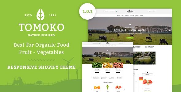 Tomoko Organic Food Fruit Vegetables Responsive Shopify Theme