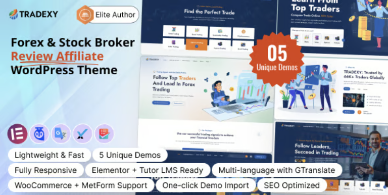 Tradexy - Forex & Stock Broker Review Affiliate WordPress Theme 1 Tradexy Forex & Stock Broker Review Affiliate WordPress Theme