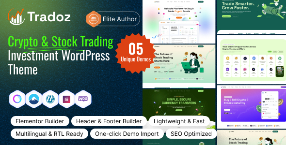 Tradoz – Crypto & Stock Trading Investment WordPress Theme 1 Tradoz – Crypto & Stock Trading Investment WordPress Theme
