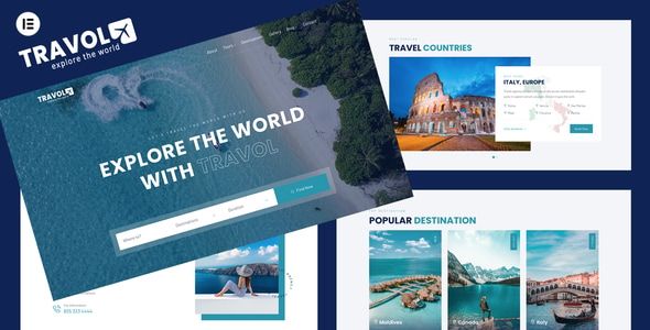 TRAVOL — Travel Agency Elementor WordPress Theme 1 TRAVOL explore the world with WordPress Theme