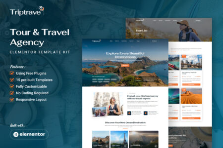 Triptrave Tour & Travel Agency Elementor Template Kit