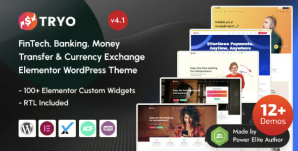Tryo - Fin Tech, Banking, Money Transfer & Currency Exchange Elementor WordPress Theme