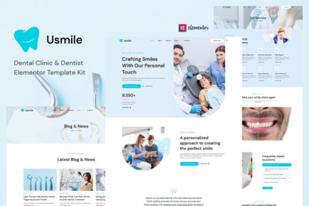 Usmile Dental Clinic & Dentist Elementor Template Kit